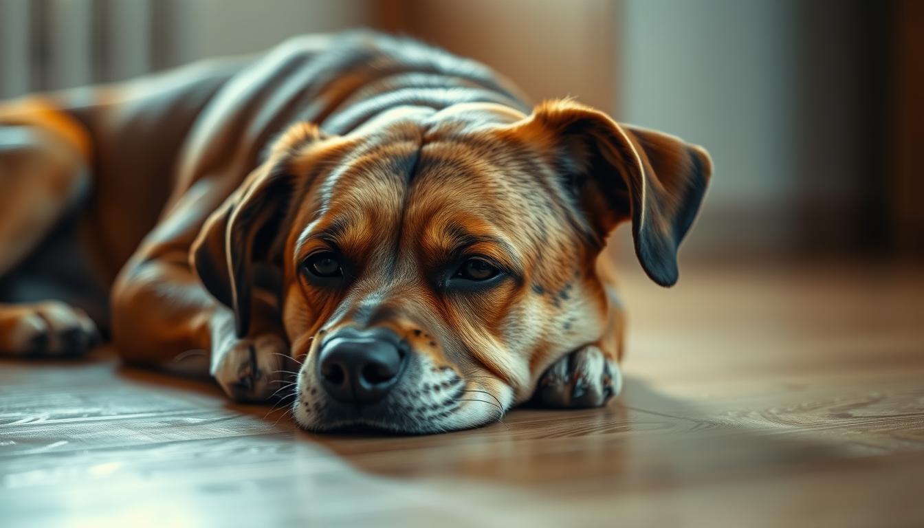 pes leží na studené podlaze