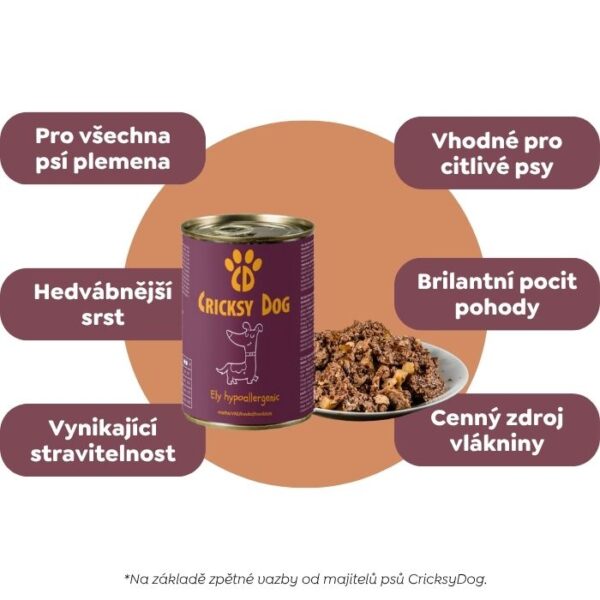 Ely hypoalergenní mokré krmivo pro psy s hovězím masem (prémiová receptura bez pšeničného lepku a kuřecího masa) – 410 g - Image 4