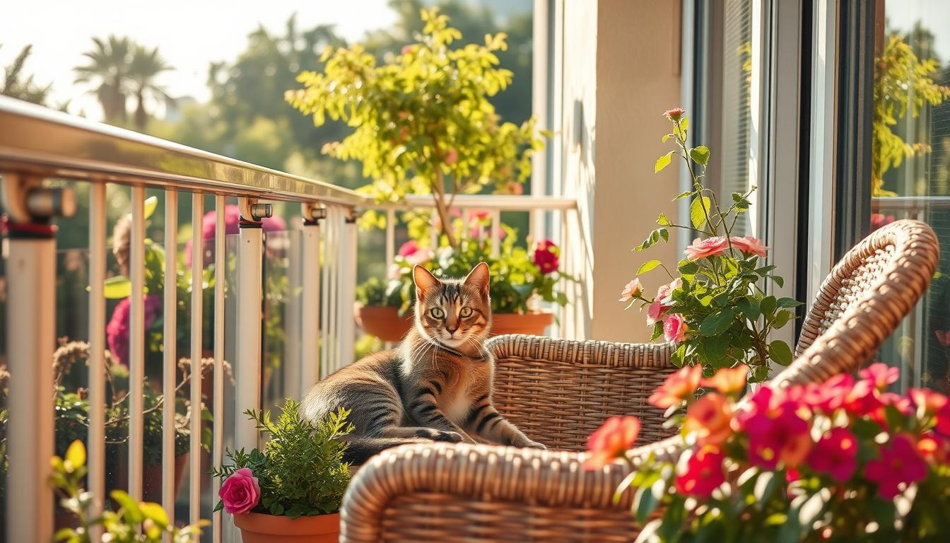 kočka léto balkon