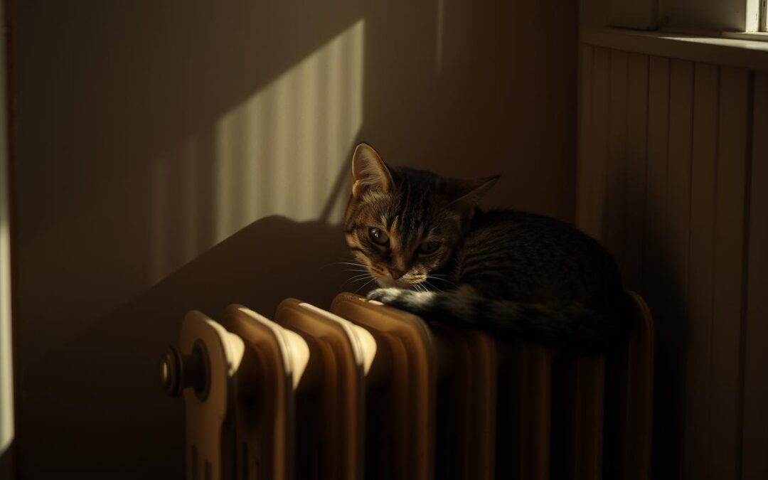 Kočka se celý den schovává za radiátor – co to znamená?