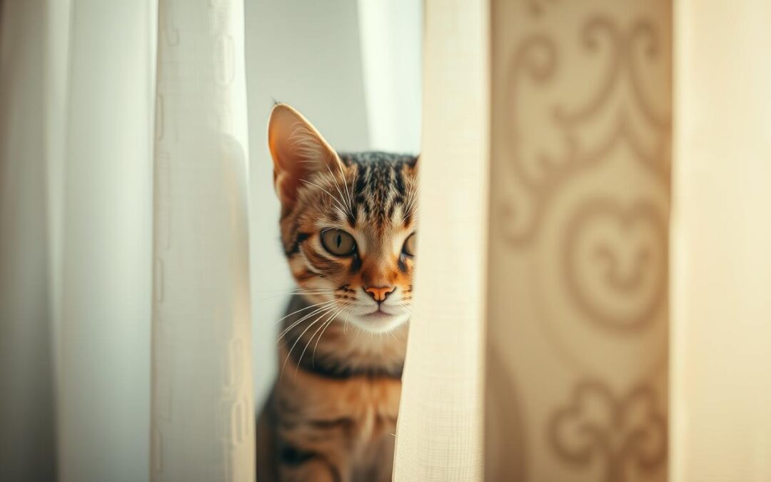 Proč se schovává za závěs?