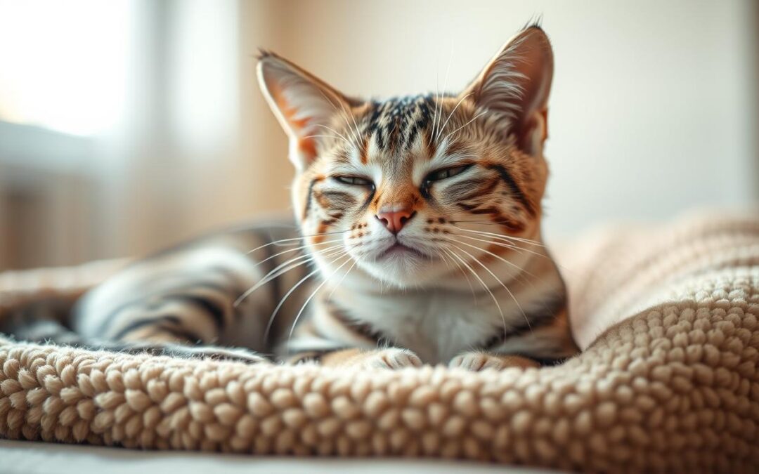 Kočka si lehá během mňoukání – bolest nebo hra?