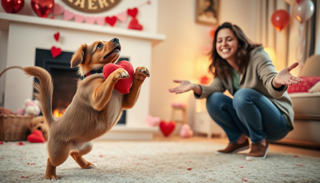 valentýnská hračka pro psa