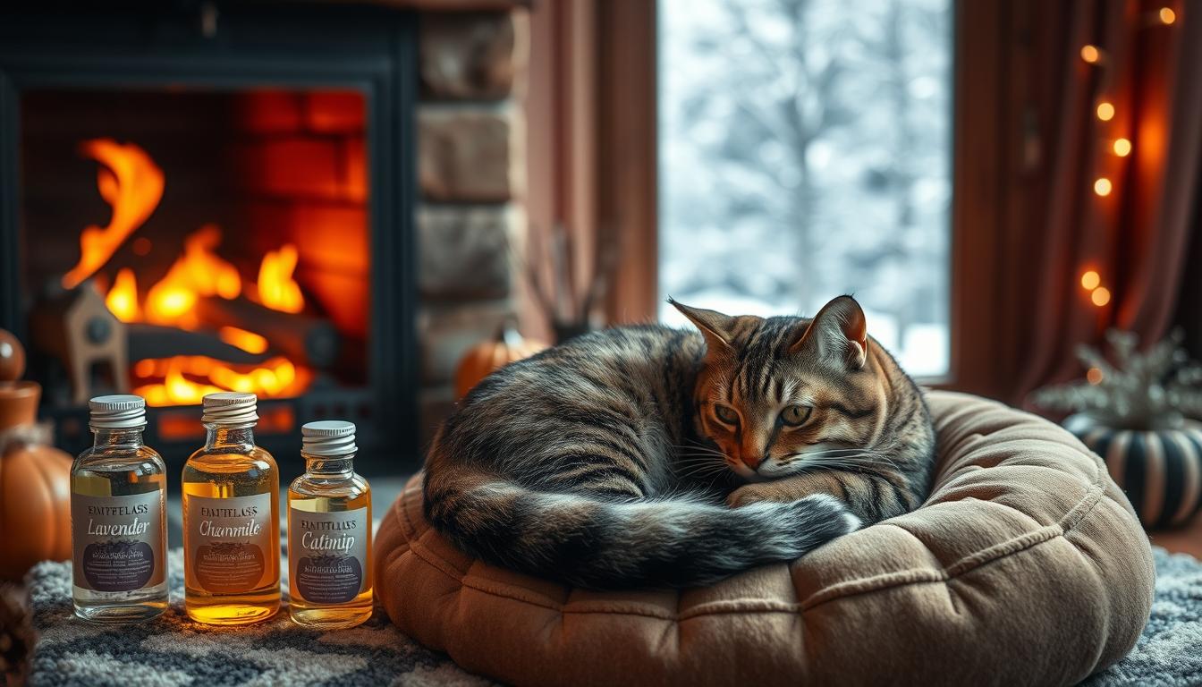 éterické oleje a kočka na podzim