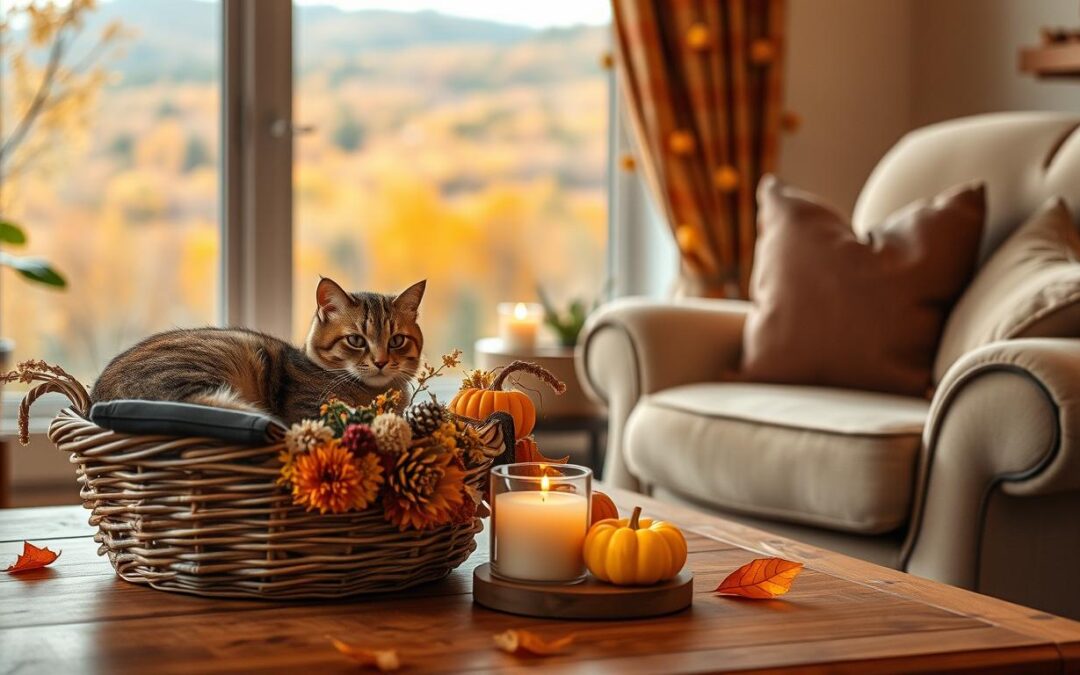 Podzimní výzdoba domova bezpečná pro kočky – na co si dát pozor