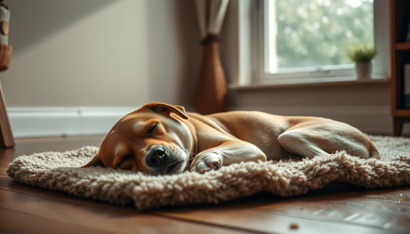 pes relaxační metody během deště podzim