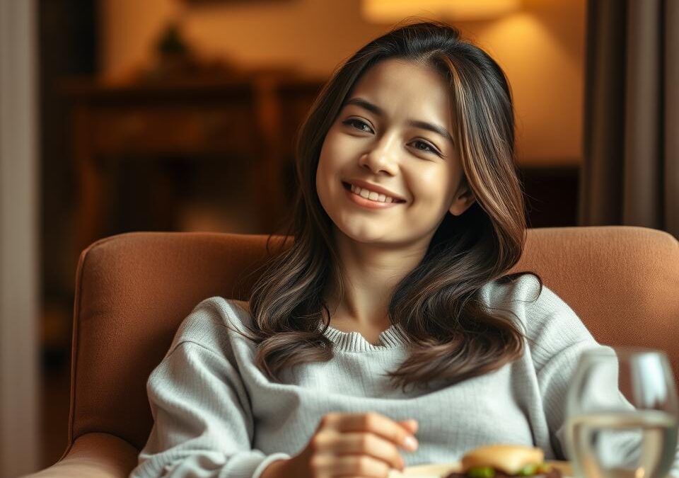 Po jídle je klidná a spokojená