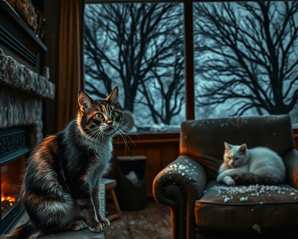 Chovani-kocky-behem-bourky-v-zime Chování kočky během bouřky v zimě