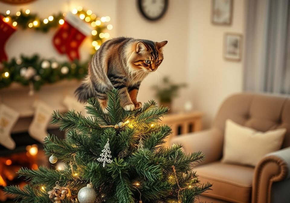 Kočka a vánoční stromek – bezpečnostní tipy