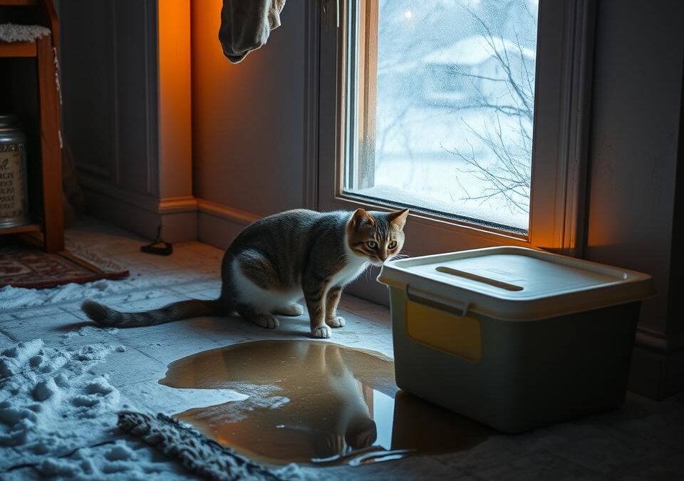 Kočka močí mimo záchod v zimě – možné důvody