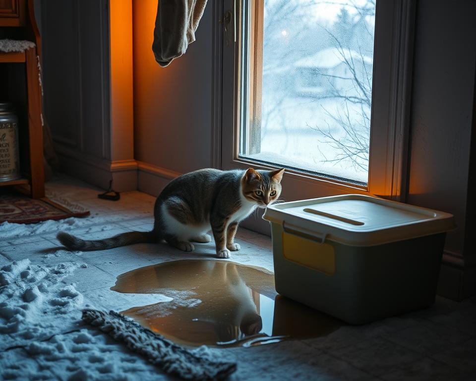 Kocka-moci-mimo-zachod-v-zime Kočka močí mimo záchod v zimě