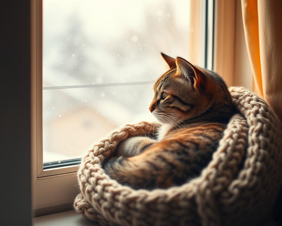 Kocka-se-schovava-v-zime Kočka se schovává v zimě