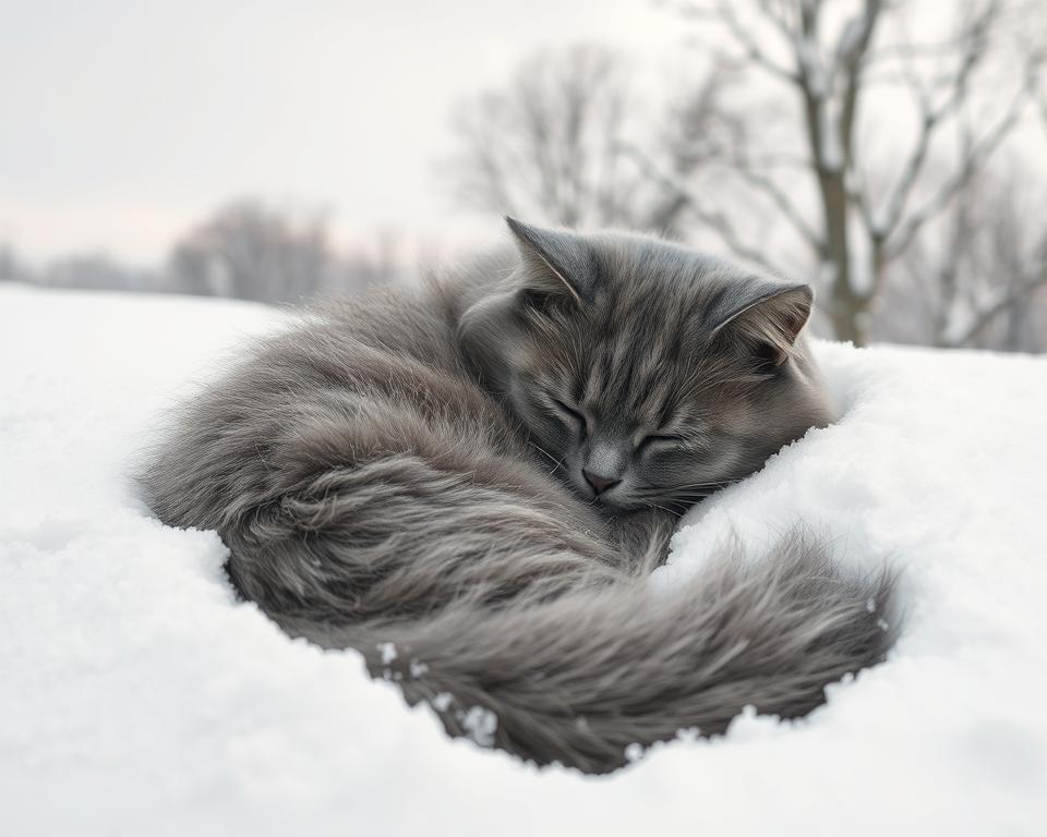 Letargie kočky v zimě