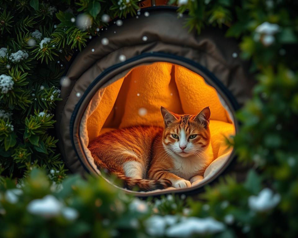 Místo na spaní venku pro kočku v zimě