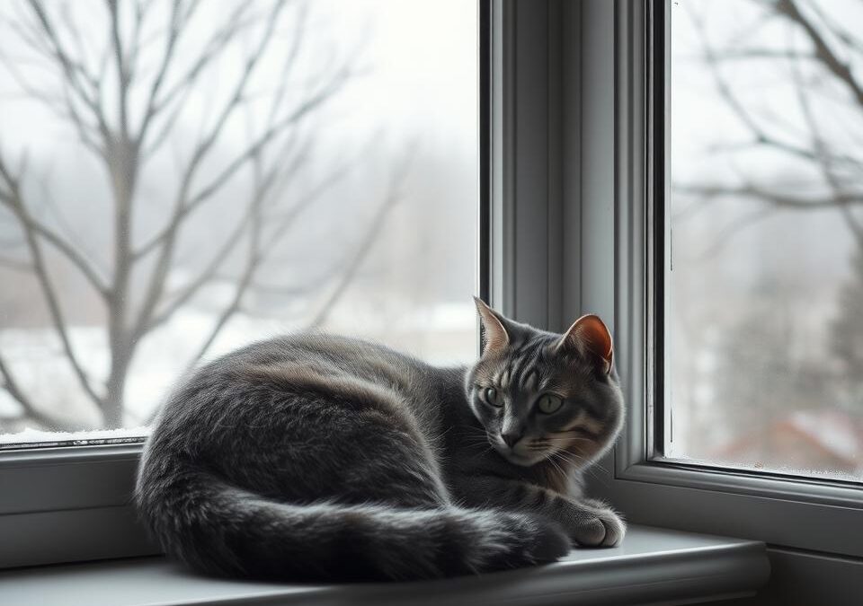 Kočka a nedostatek slunečního světla v zimě