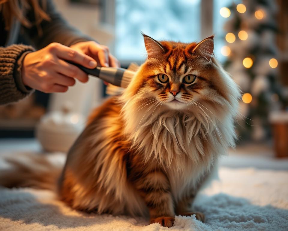 Péče o srst dlouhosrsté kočky v zimě