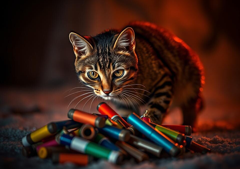 Kočka a silvestrovské petardy