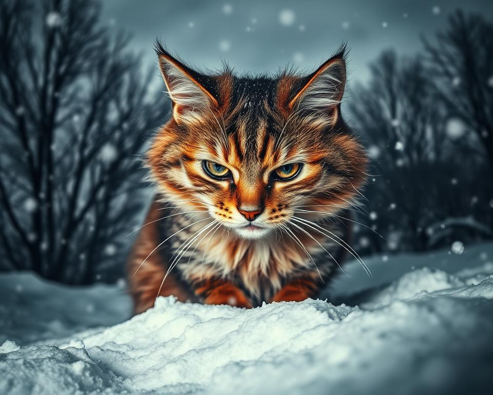 Strach-kocky-z-vetru-a-boure-v-zime Strach kočky z větru a bouře v zimě