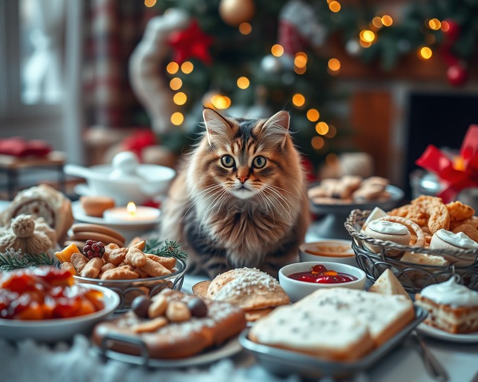 Vanocni-jidla-a-kocka-v-zime Vánoční jídla a kočka v zimě