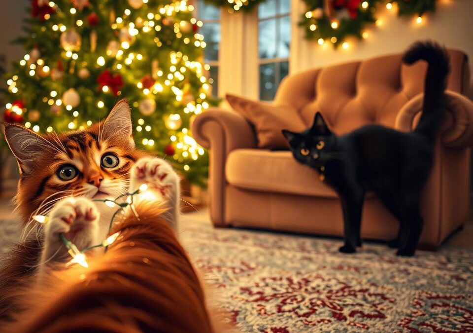 Kočky a vánoční světla – zábava nebo nebezpečí?