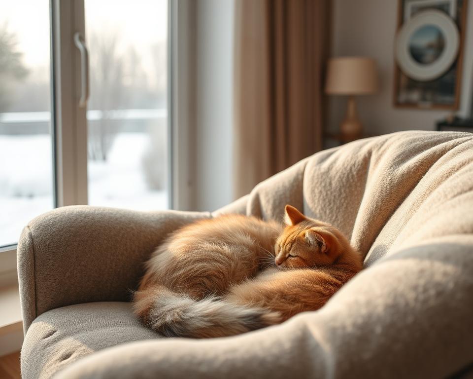 Zivot-kocky-uvnitr-a-venku-v-zime Život kočky uvnitř a venku v zimě