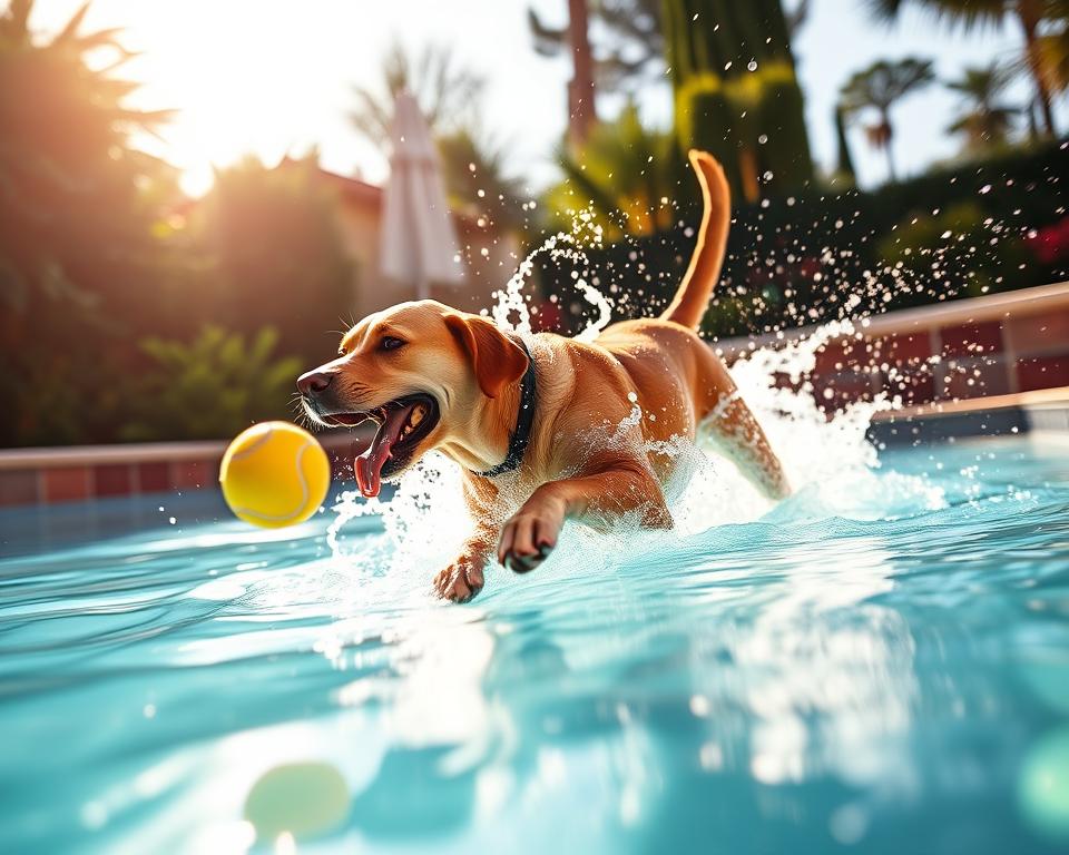 chování psa v bazénu