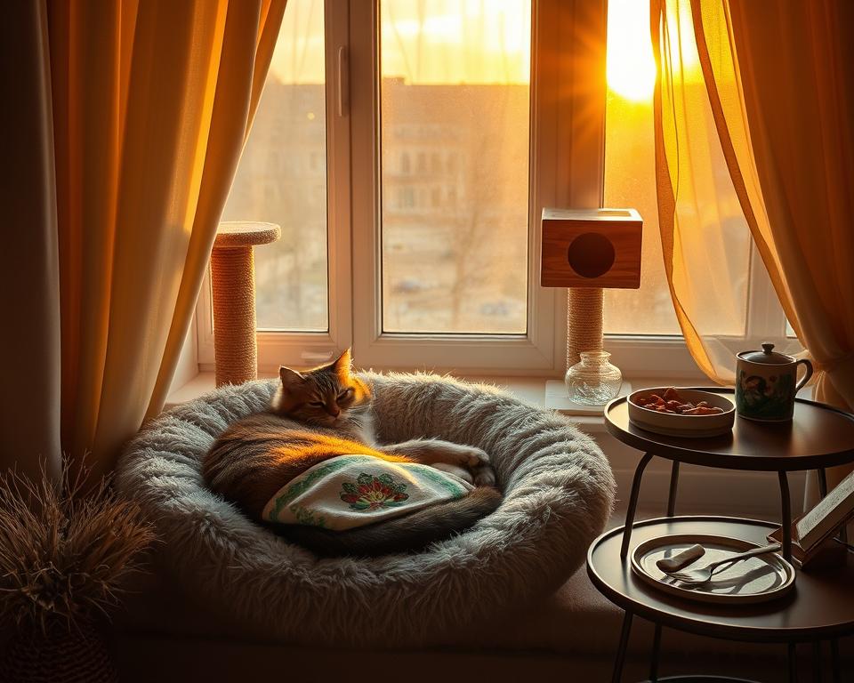 kočičí večerní rutina