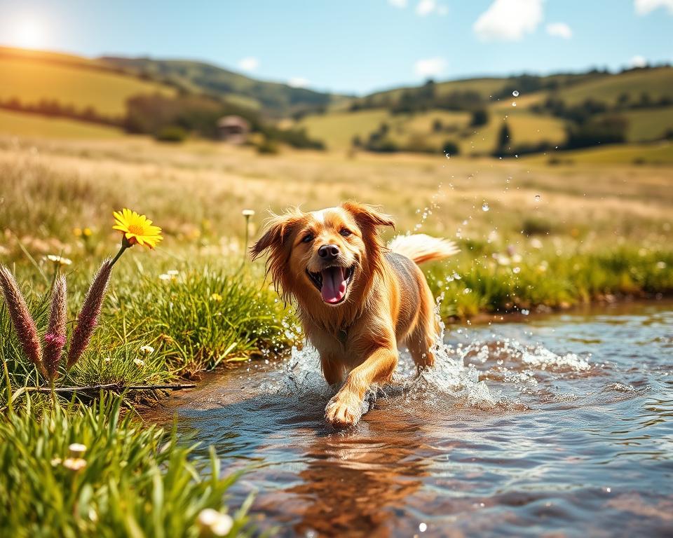 letní koupání se psem