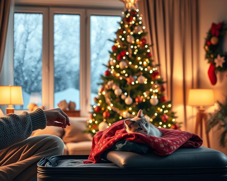 cestování s kočkou o Vánocích