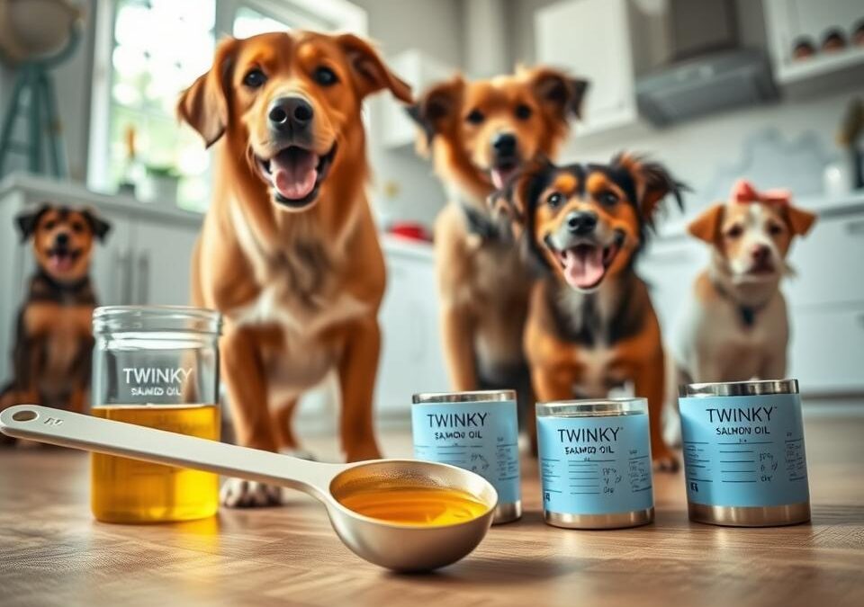 Dávkování lososového oleje Twinky pro různé velikosti psů