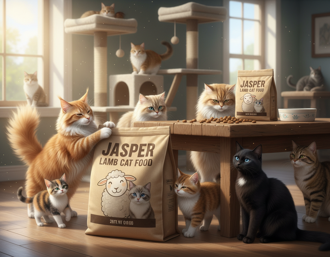 jehněčí krmivo Jasper pro malé i velké kočky