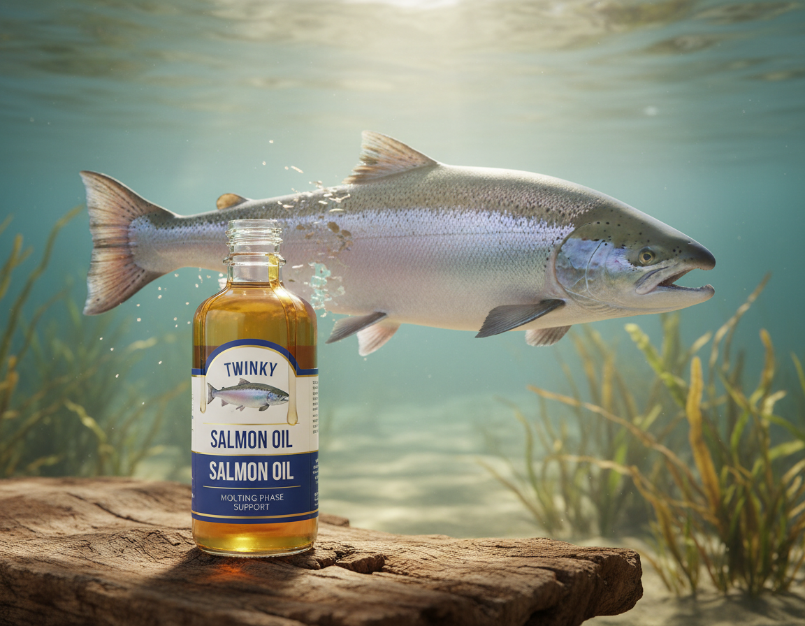 lososový olej Twinky v období línání