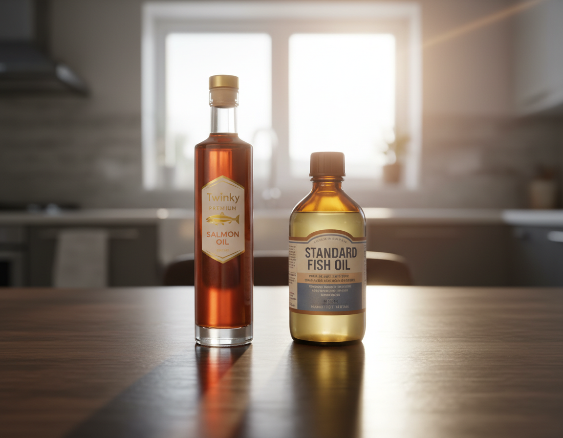 lososový olej Twinky vs rybí olej
