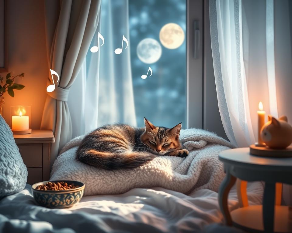 melodie podporující spánek kočky