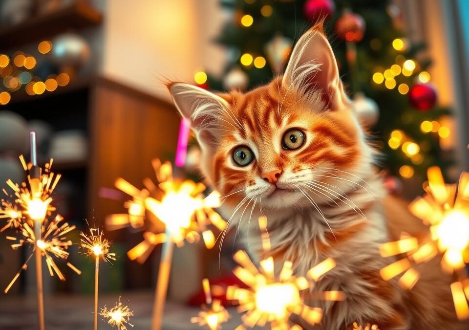 Kočka a prskavky – co během svátků URČITĚ nedělat
