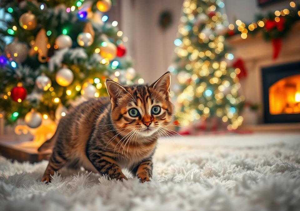 Kočka a vánoční světýlka – dekorace, nebo past?