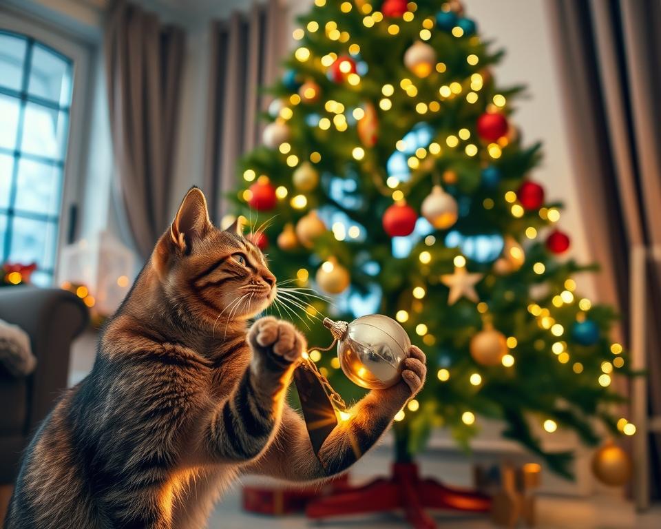 nebezpečí vánočního stromku pro kočku
