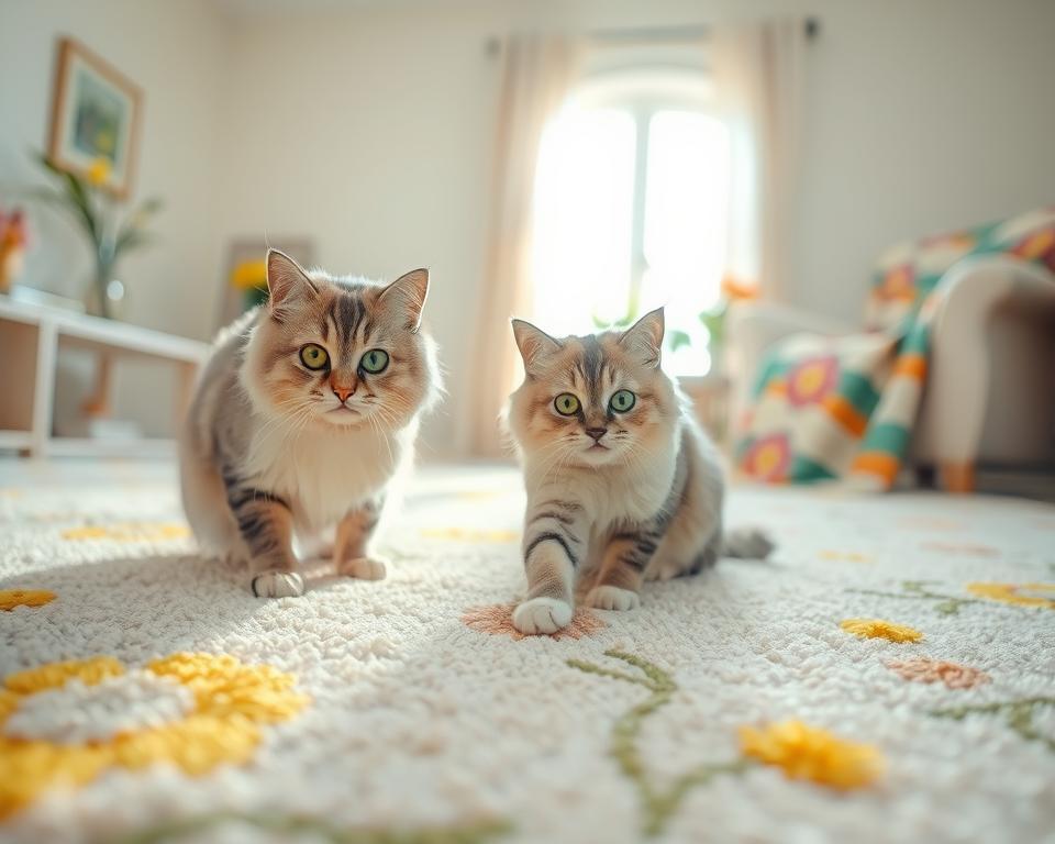 nový koberec na jaře a kočka