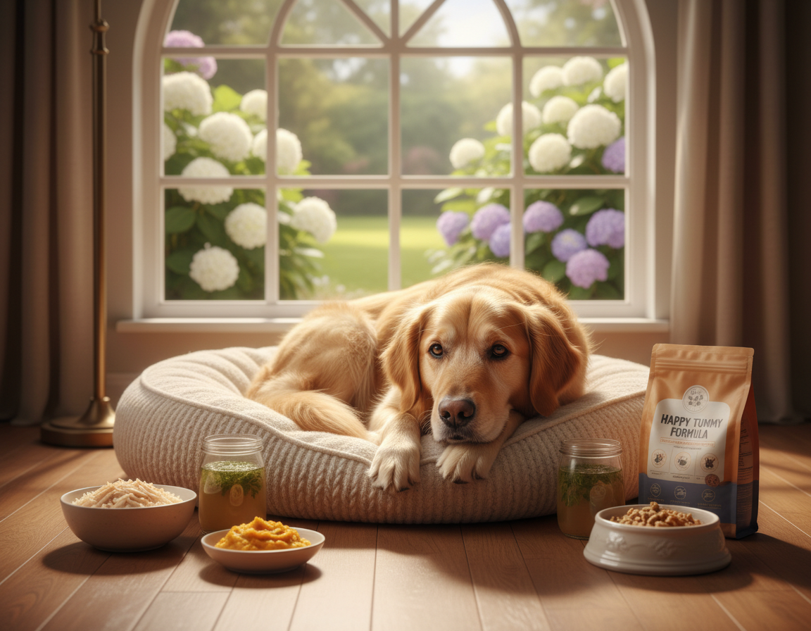 pes s citlivým žaludkem