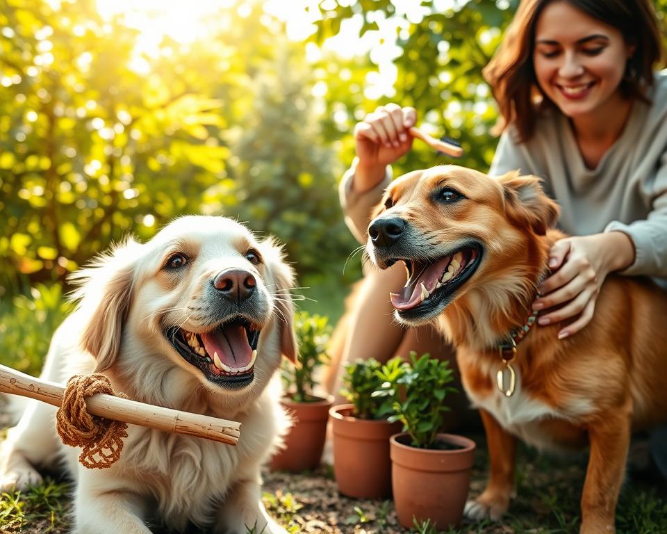 přírodní čištění psích zubů