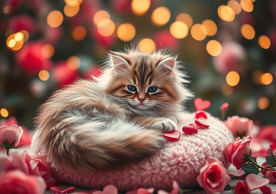 Valentýnské focení s kočkou – romantika na čtyřech tlapkách