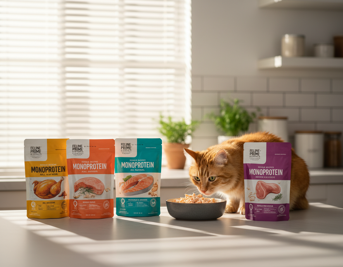 test monoproteinového krmiva pro kočky