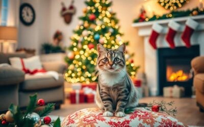 Domácí vánoční focení s kočkou – dekorační nápady