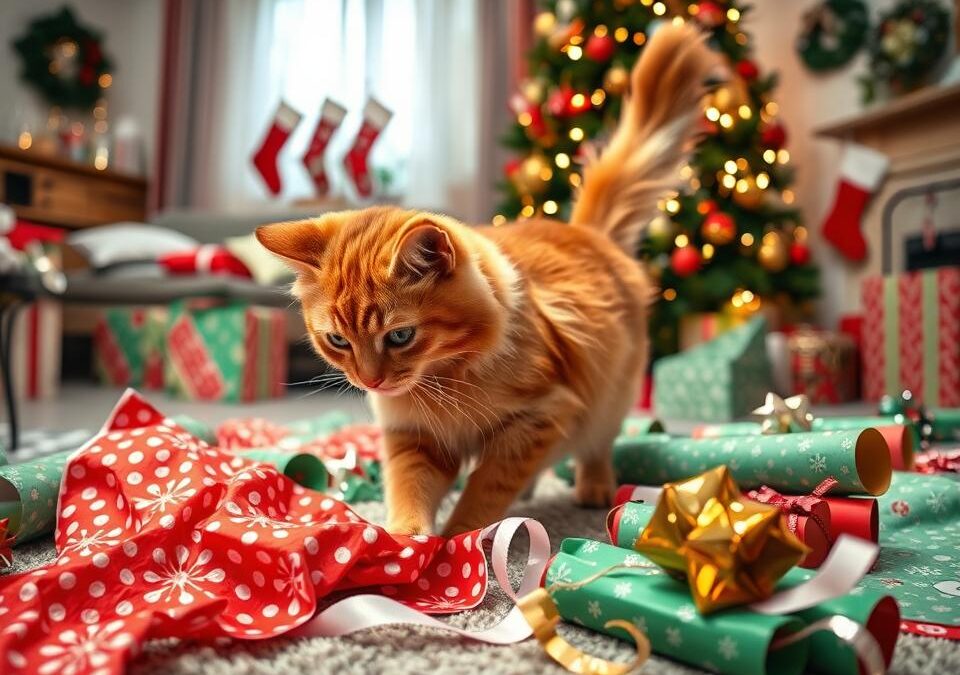 Kočka vs. vánoční balicí papír – jak předejít nehodám