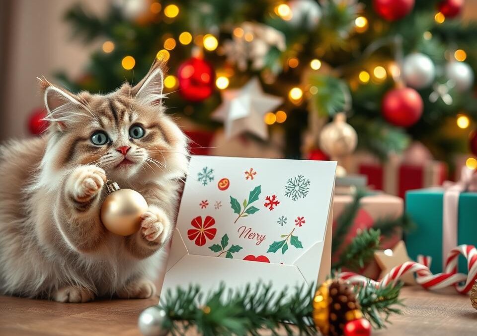 Vánoční přání s kočkou – kreativní tipy