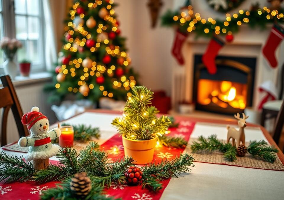 Vánoční stolní dekorace bezpečné pro kočky