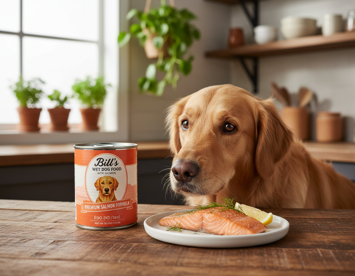zkušenosti s mokrým krmivem Bill’s s lososem
