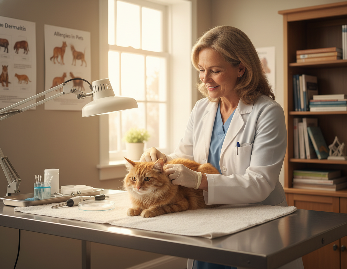 dermatologické vyšetření kočky