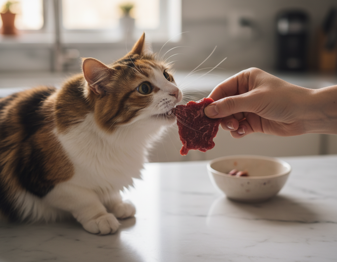 krmení kočky syrovým masem