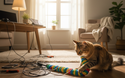 Kočičí blog 23 Ochrana elektrických kabelů před kočkou – Vše, co o tom potřebuješ vědět!